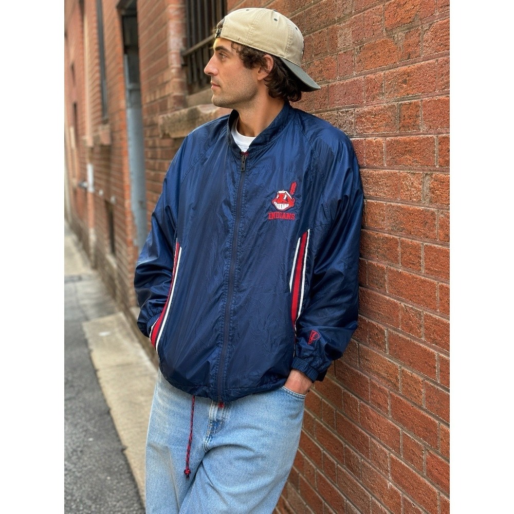 Vintage Cleveland Indians Pro Player Windbreaker Jacket XXL Chief Wahoo